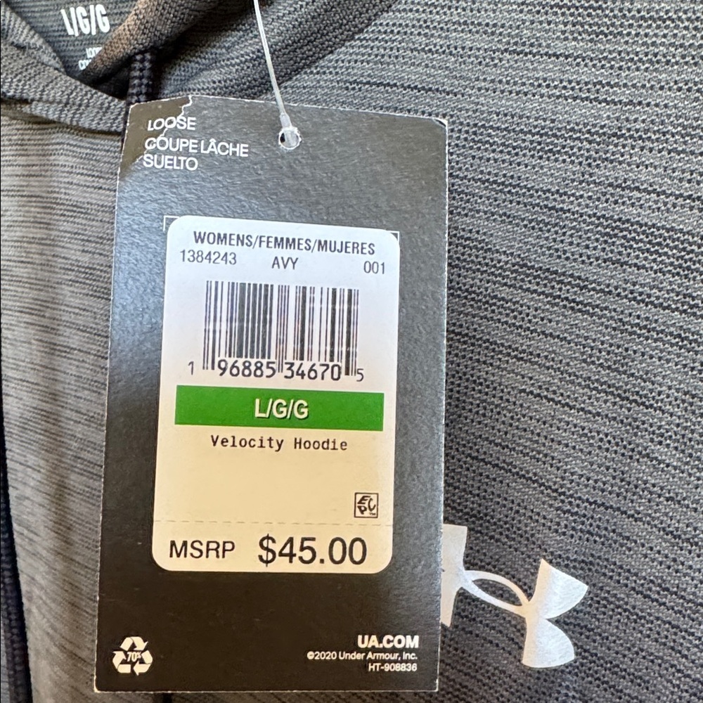 Under Armour Women’s Dark Charcoal Velocity Hoodie - Picture 4 of 7